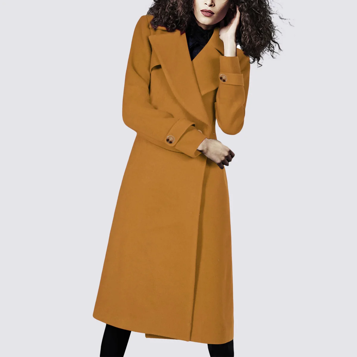 

Temperament Goddess Fan tweed jacket women in the long paragraph winter 2021 new double-breasted tweed coat tide
