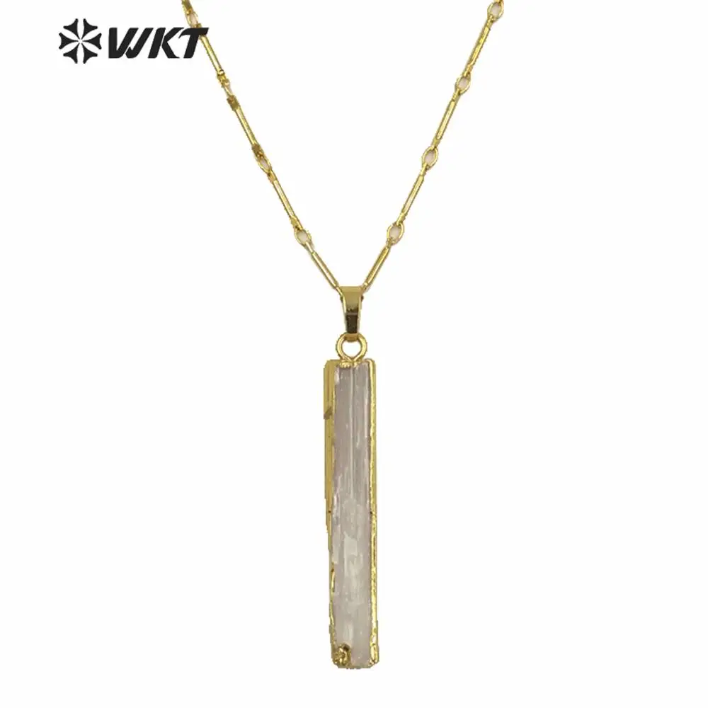 Подвесное ожерелье Уникальный Прямоугольник WKT с натуральным селенитом 18 дюймов