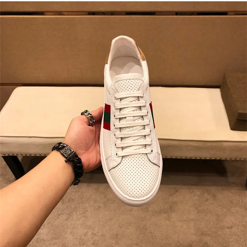 

2021new Men's skateboard shoes leather fashion luxury brand black vulcanized shoes couple lace-up white sneakers sneakers
