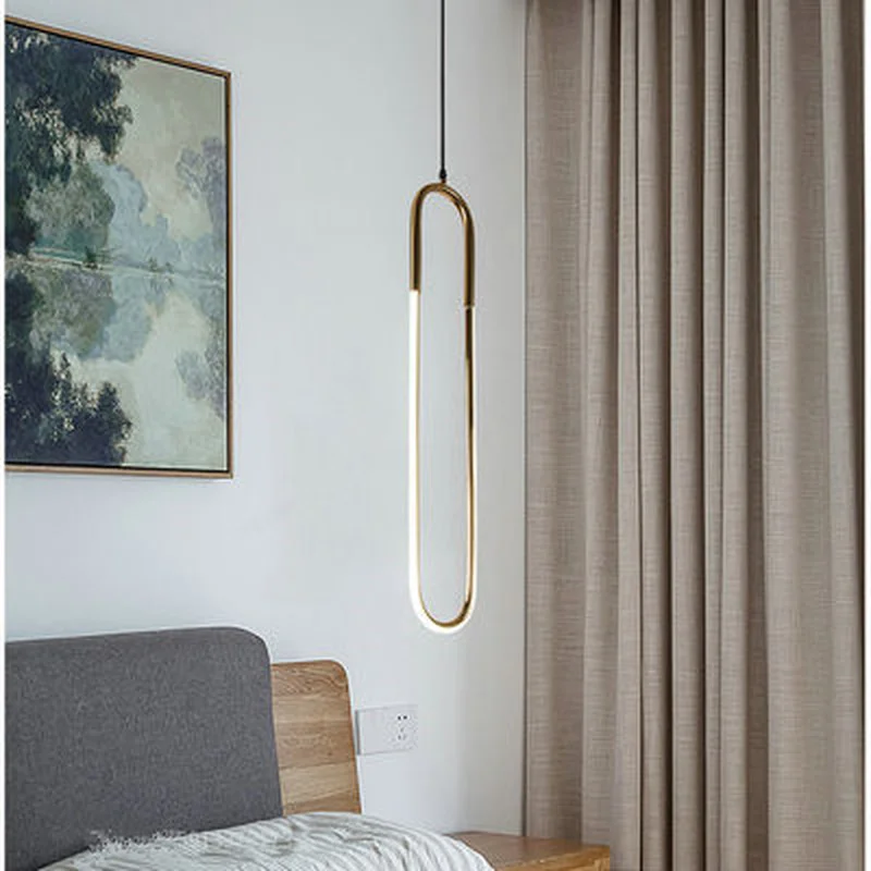 Современная энергосберегающая Подвесная лампа 220 В железная в стиле U золотые