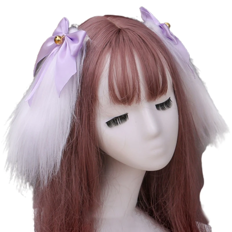 

Cute Furry Long Bunny Ears Hair Clips Japanese Lolita Kawaii Rabbit Animal Hairpins Sweet Bowknot Bell Cosplay Barrettes