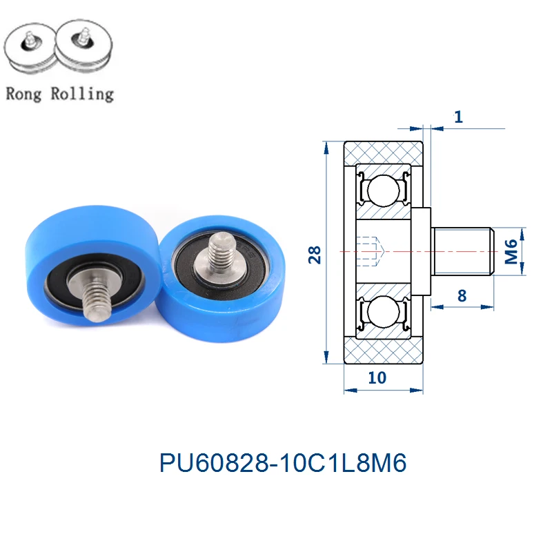 Наружный диаметр 28 мм с толщиной 10 PU материал покрытием подшипника шкив ящика