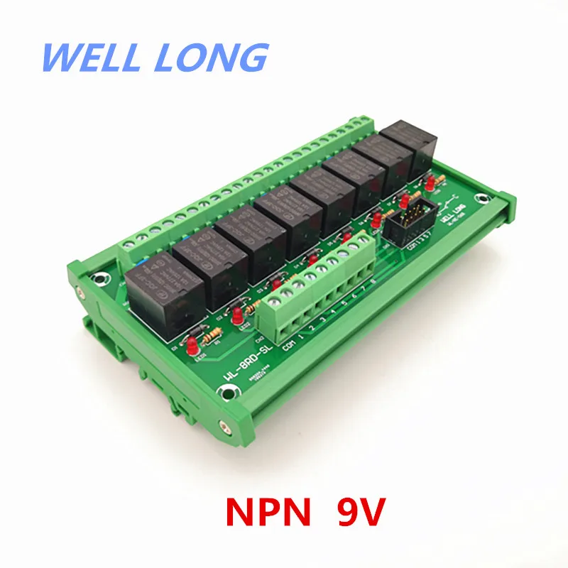 

DIN Rail Mount 8 Channel NPN Type 9V 15A Power Relay Interface Module,HF JQC-3FF-9V-1ZS Relay.