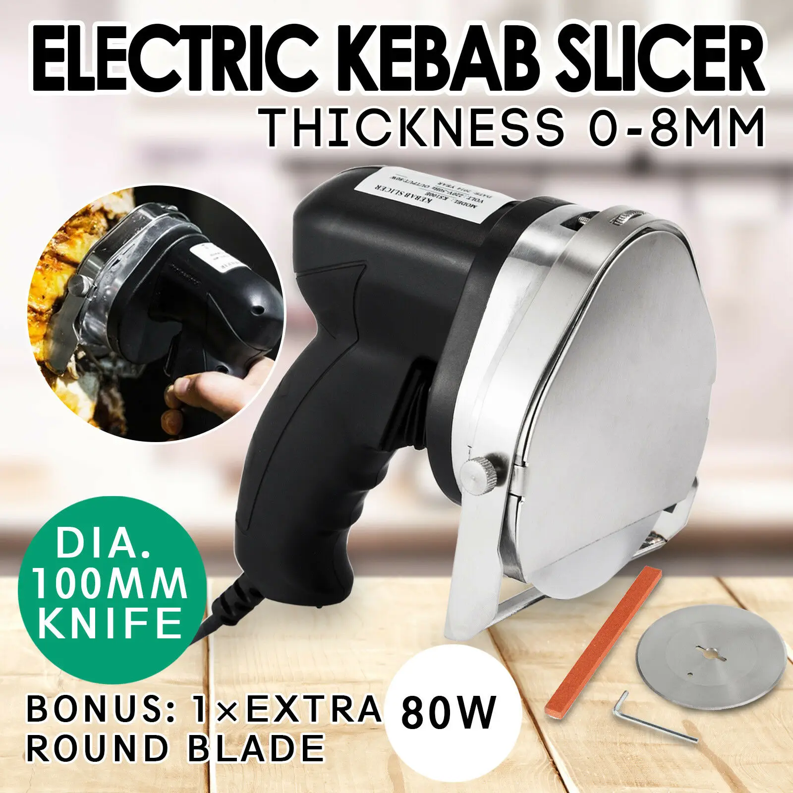 

Electric 80W Kebab Doner Cutter Meat Slicer Knife Machine Commercial Shawarma