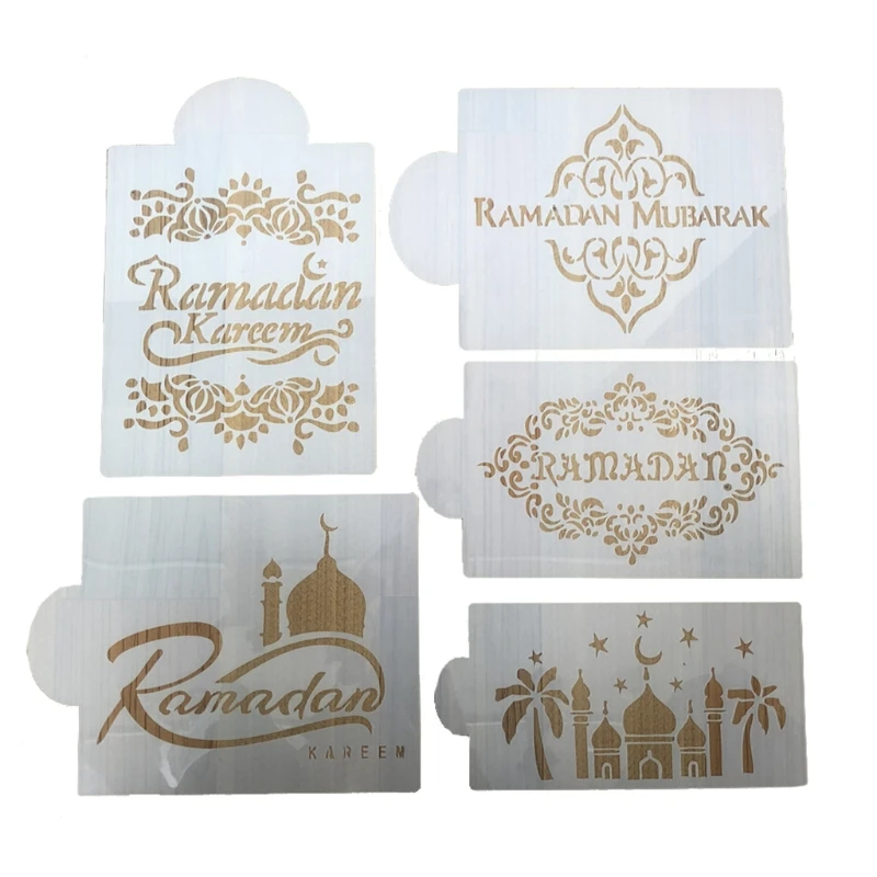

6Pcs Ramadan Kareem Hollow Stencils Cake Mould Decorating Tools Eid Mubarak Muslim Islamic Festival Party DIY Decor