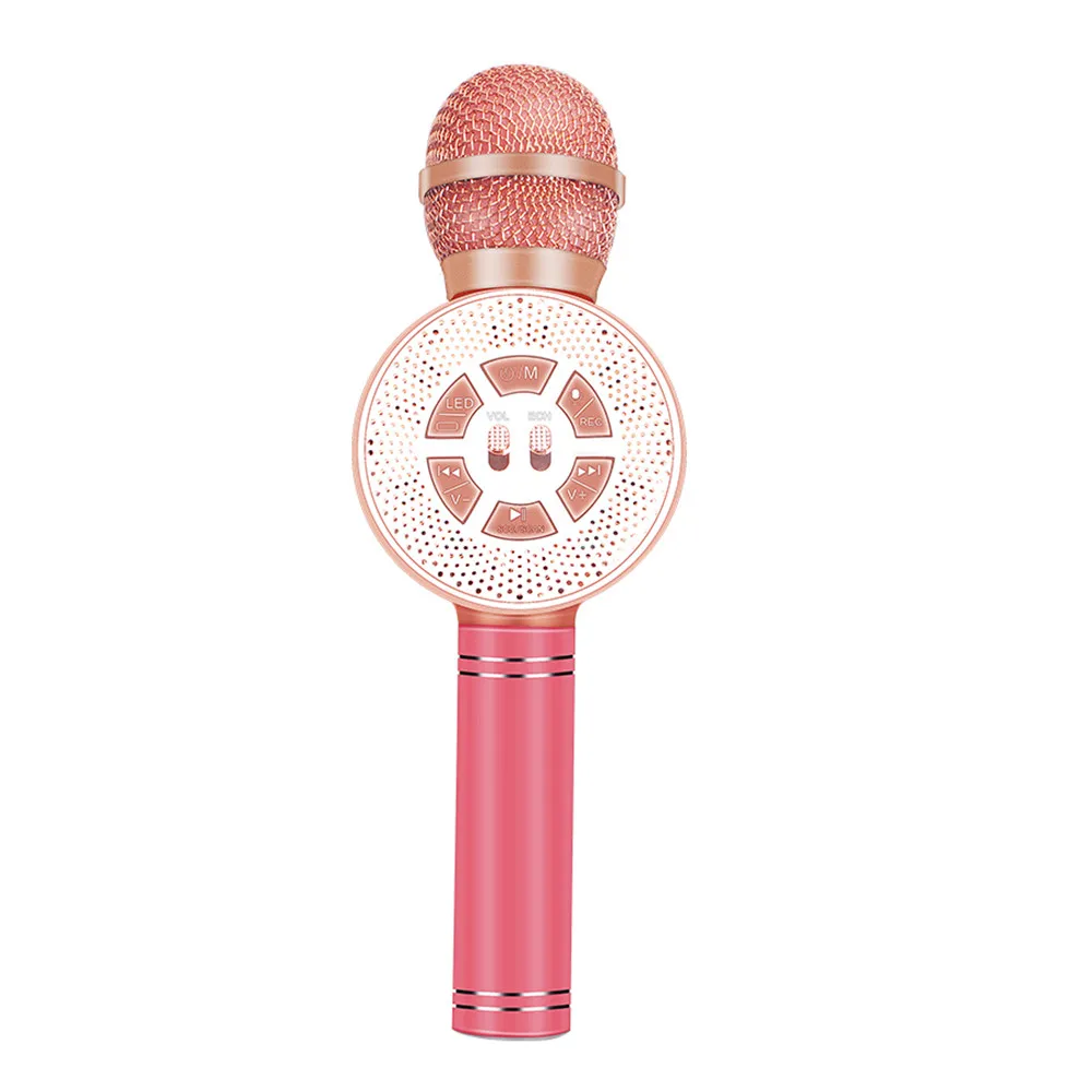 Rose Gold Караоке микрофон Портативный Bluetooth беспроводной микрофон динамик ручной музыкальный плеер микро для вокала, с рекордером KTV микрофон - Цвет: Rose Gold