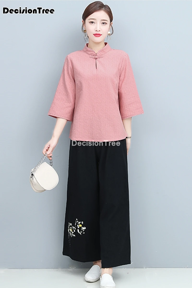 2021 китайские топы с брюками женские Традиционный китайский язык костюм hanfu tang в