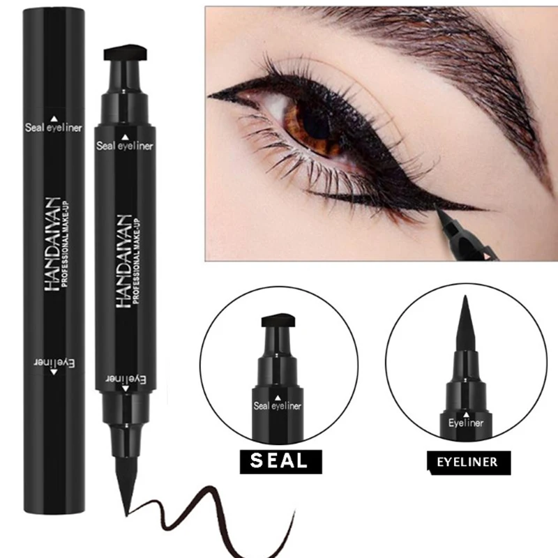 

2 In1 Eyeliner Stamp Liquid Eyeliner Pencil Quick Dry Waterproof Makeup Stamps Seal Pen Stamp Black Eyeliner Pencil Cosmetics