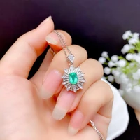 925 silver new produce fashion full diamond emerald tourmaline color treasure pendant temperament necklace of women fine jewelry