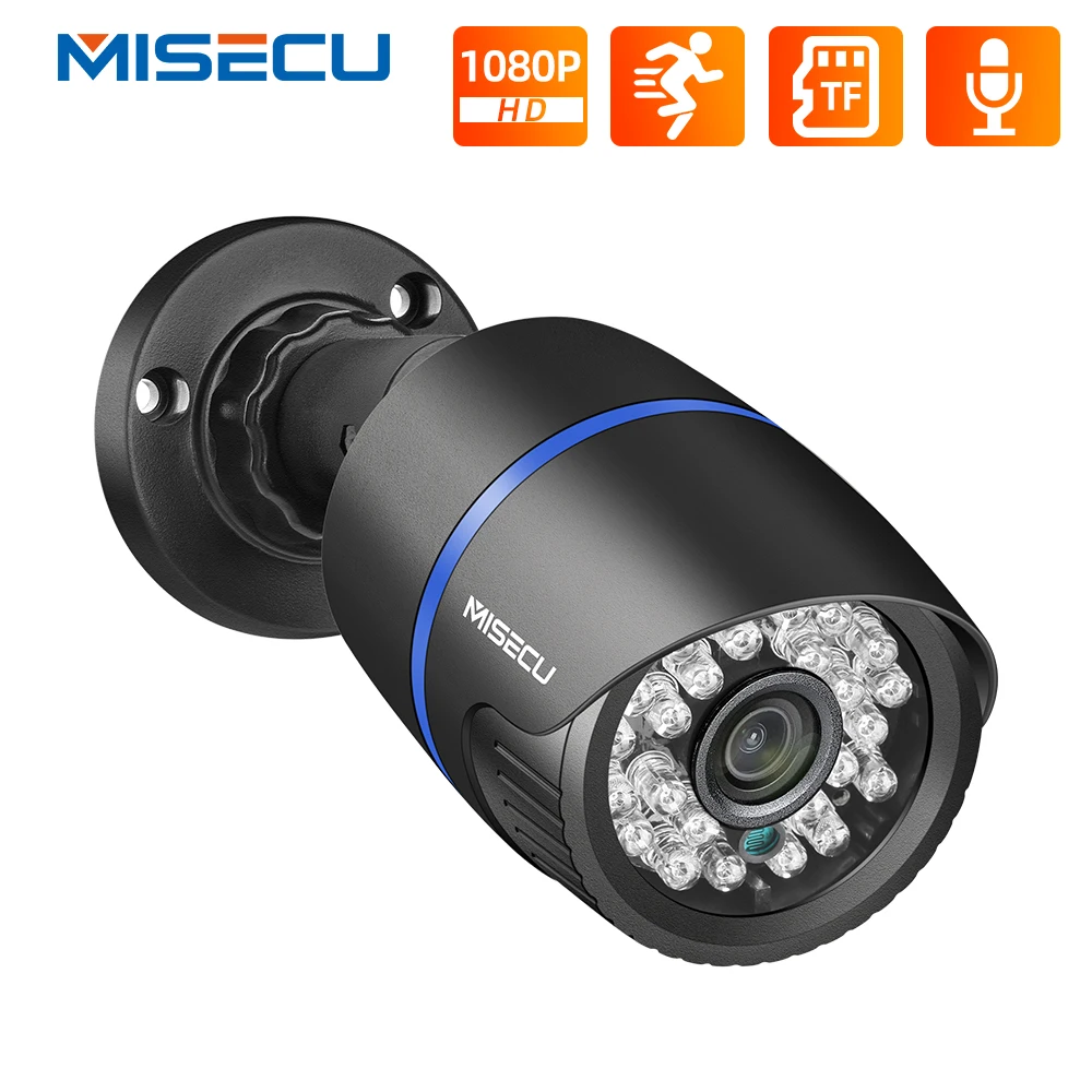 IP камера MISECU 1080P POE с поддержкой ONVIF Audio 2 МП наружная инфракрасная видеонаблюдения