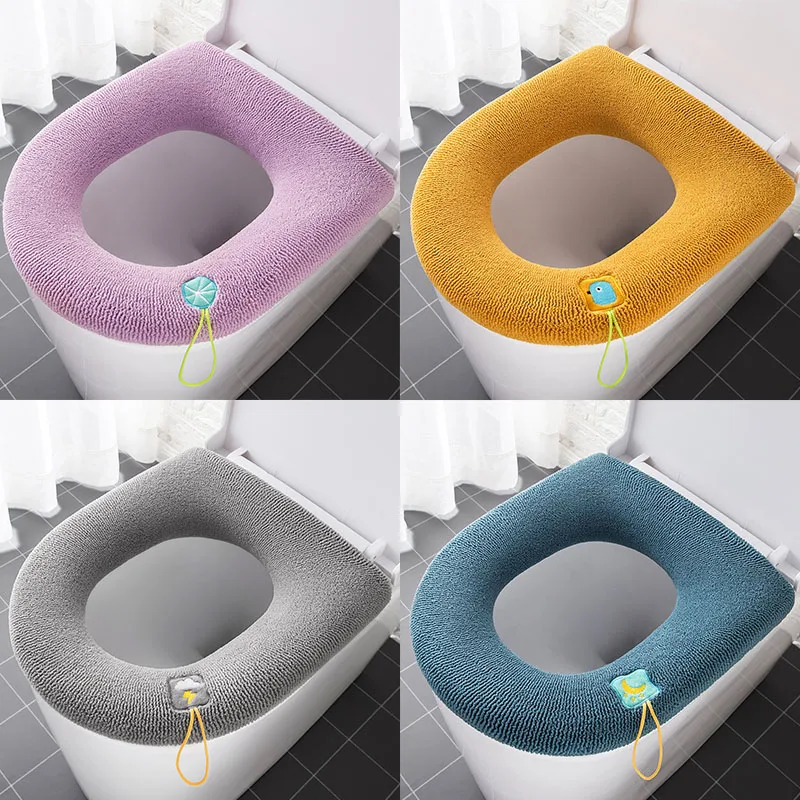 

1pcs Knitted Universal Toilet Seat Cushion Four Seasons Thickened Toilet Seat Toilet Cover Household Washable Toilet Seat Pad