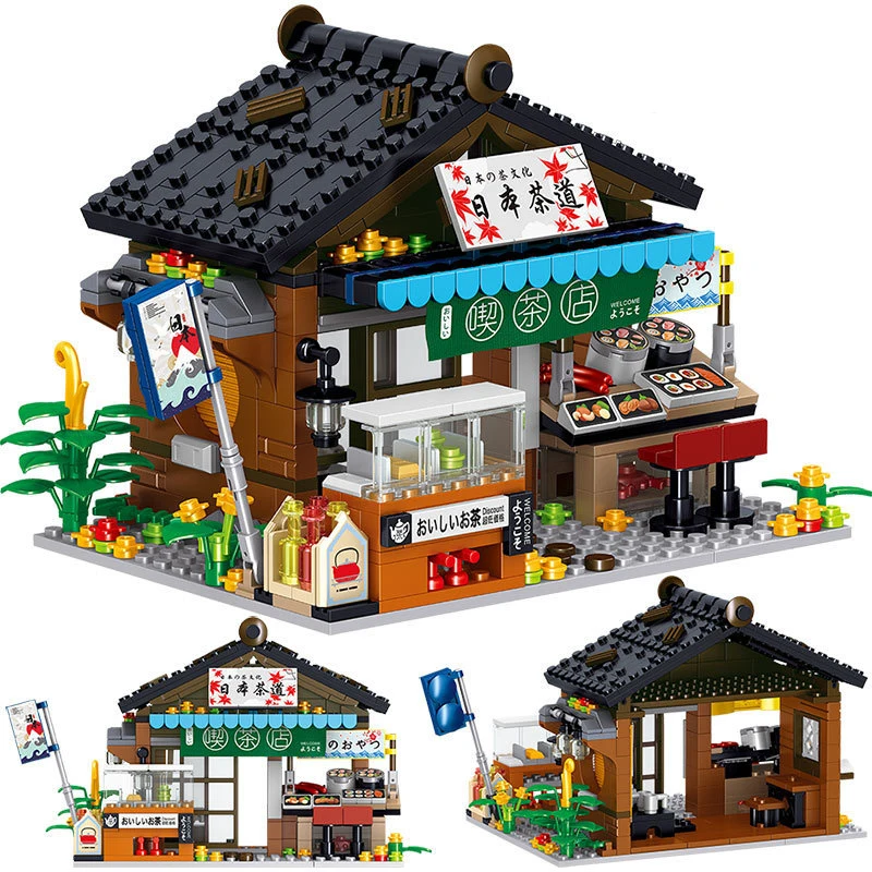 

Mini Bricks Japanese City Street View Model Building Blocks Grocery Store Ramen Sushi Shop Assembled Toys for Children Gifts
