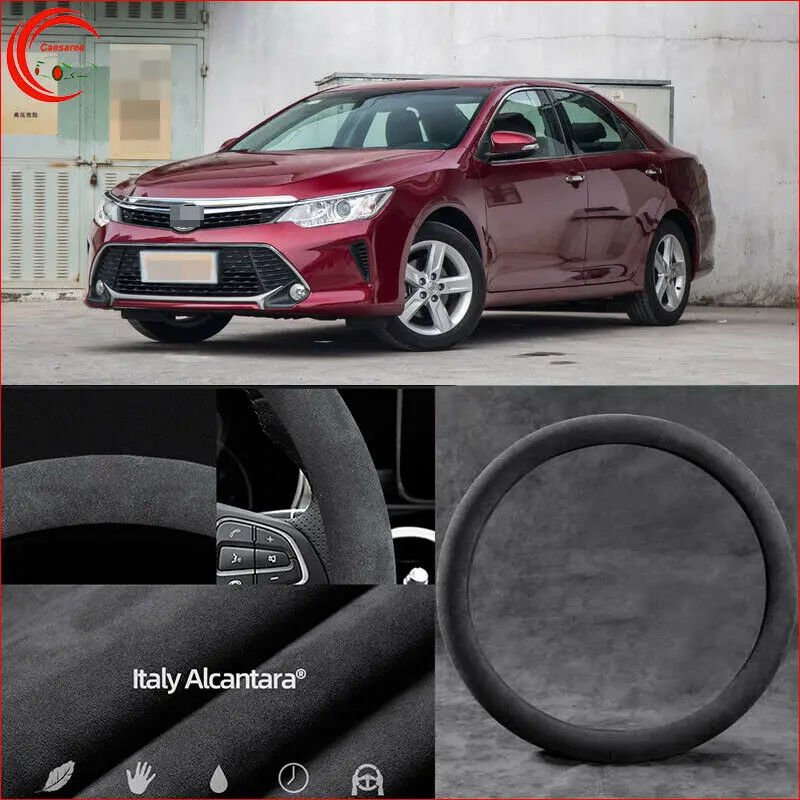 

Для Toyota Camry чехол рулевого колеса автомобиля Черный Алькантара замша безопасный нескользящий