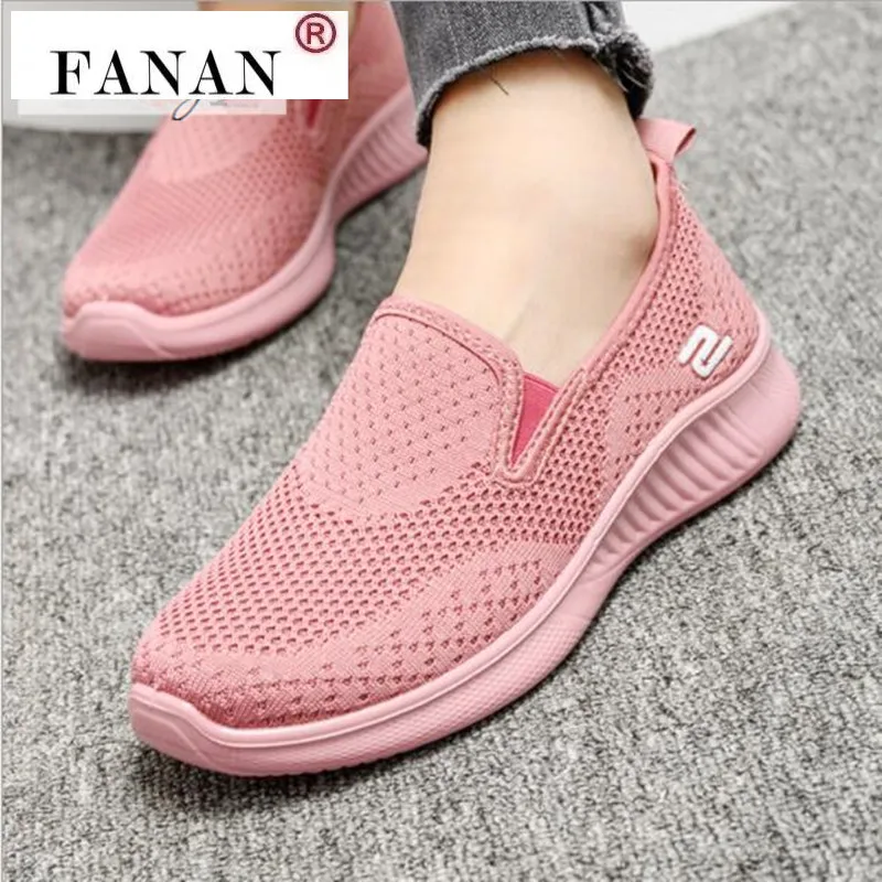 

Soft Bottom Sneakers Women 2021 New Breather Mesh Women Casual Shoes Slip-on Pink Sneakers Tennis Shoes Woman Zapatos De Mujer