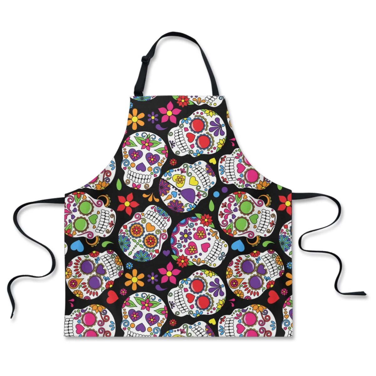 

Cool Sugar Skull Print Adjustable Chef Apron for Women Brief Anti-oil Kitchen Baking Cooking Accessories Bib Cleaning Aprons