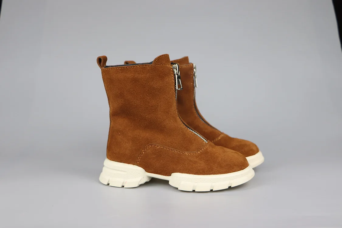 Замшевые кожаные сапоги для маленьких девочек принцессы до середины икры модные