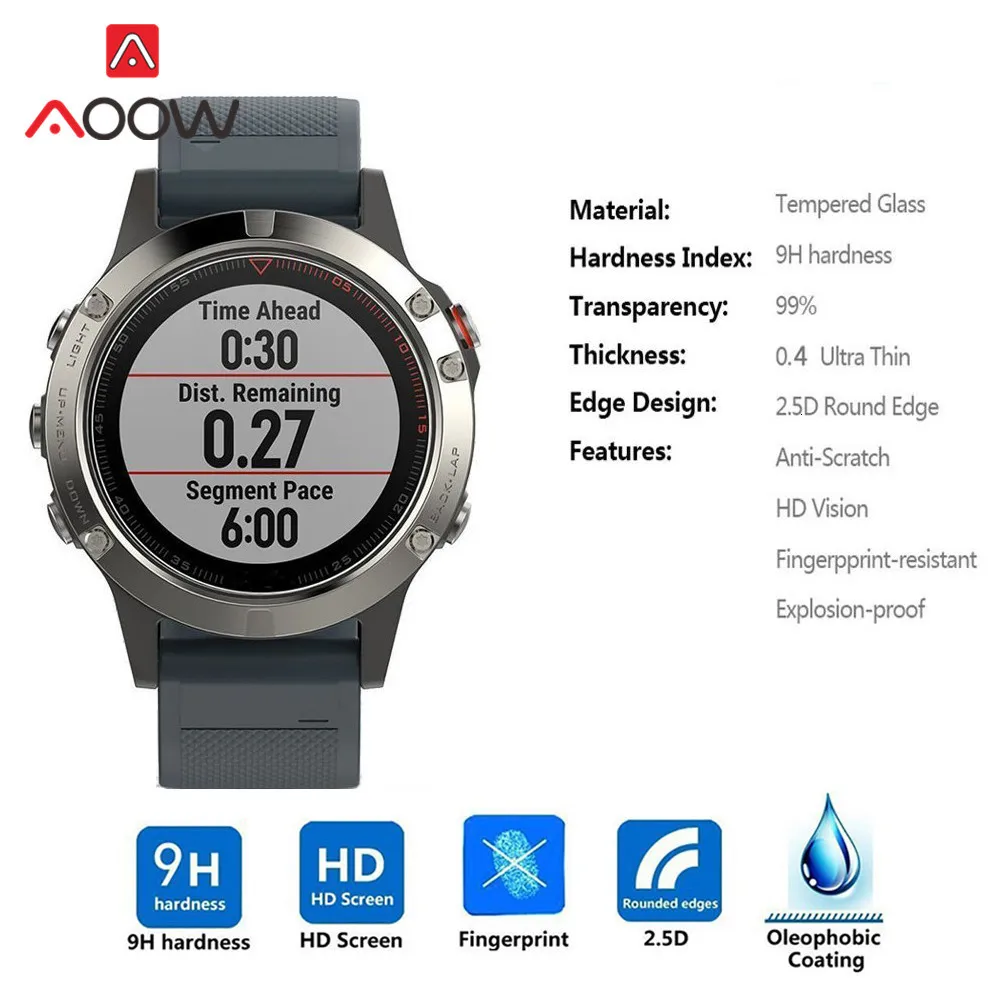 2 шт. закаленное стекло для Garmin Fenix 5/5S Защитная крышка для экрана взрывозащищенный ремешок для часов защитная пленка+ набор для очистки