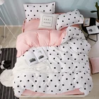 Розовое постельное белье, пододеяльник, постельное белье стеганое одеяло наволочка, домашний текстиль, милые простыни в горошек