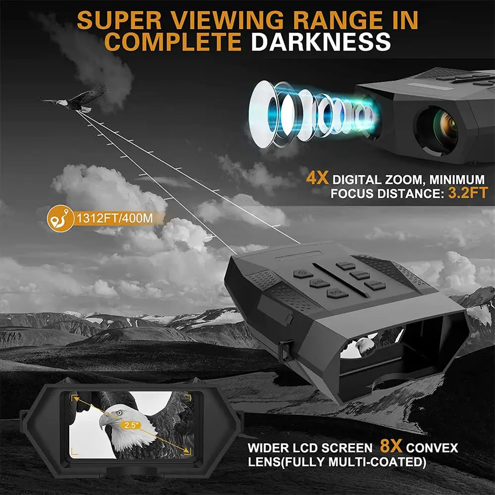 Бинокль ночного видения NV5100 Инфракрасный прицел 1080P 4-кратный цифровой