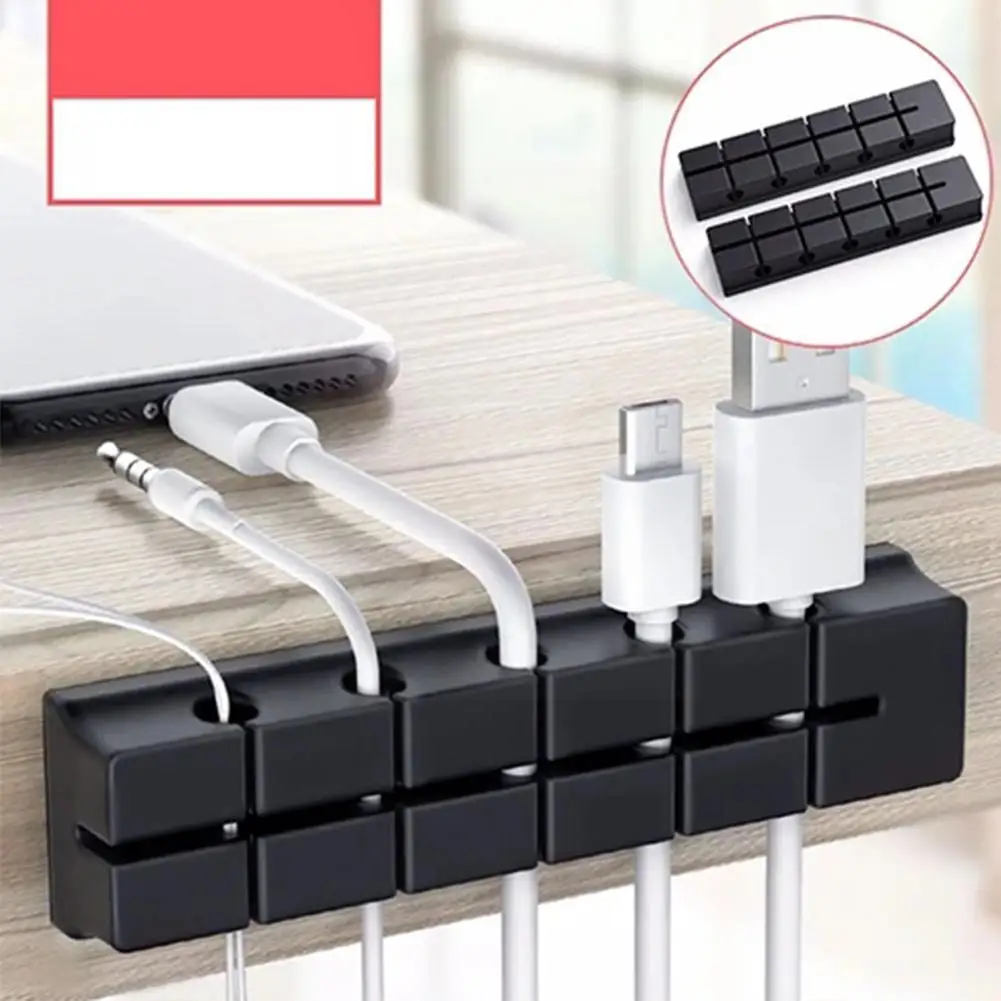 

Data Cable Desktop Holder Black Organic Silicone Wire Office Multi-purpose Organizer Double-sided Wire Organizer Tape Home L2C6