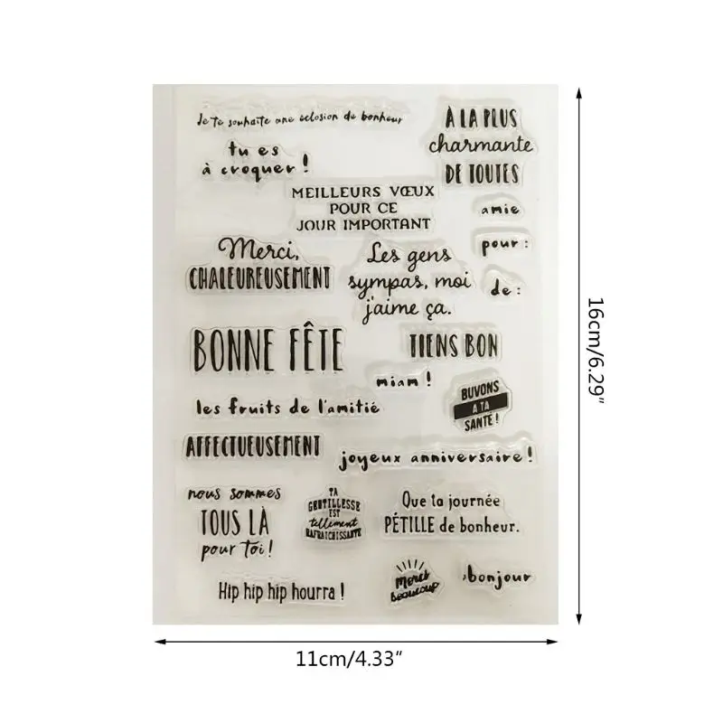 

2021 New French Letter DIY Silicone Clear Stamp Cling Seal Scrapbook Embossing Album Decor