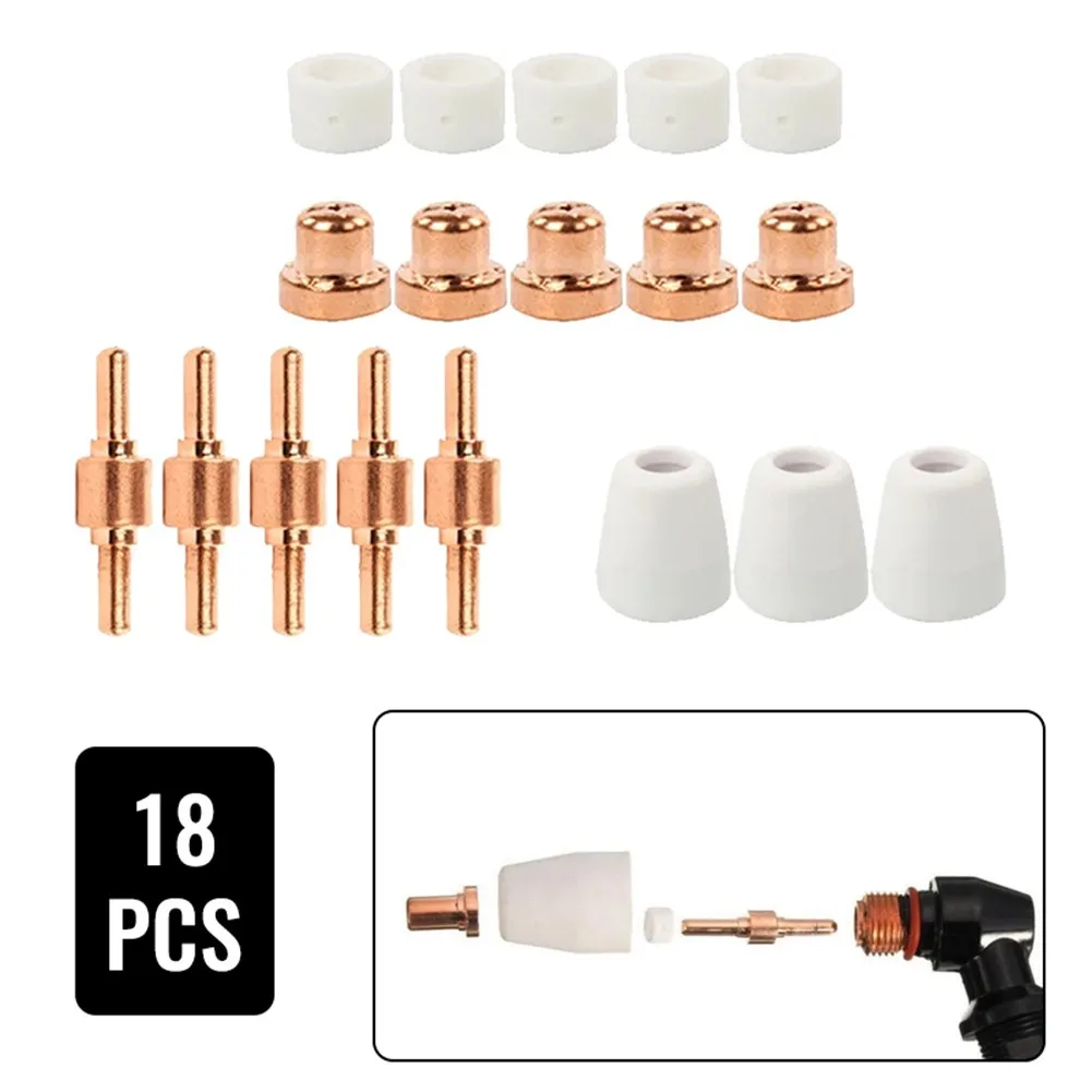 

18pcs Plasma Cutter Tip Consumables Nozzle Ceramic Cup 40A/50A For PT31 CUT 40 50 60 Plasma Cutter Welding Tools