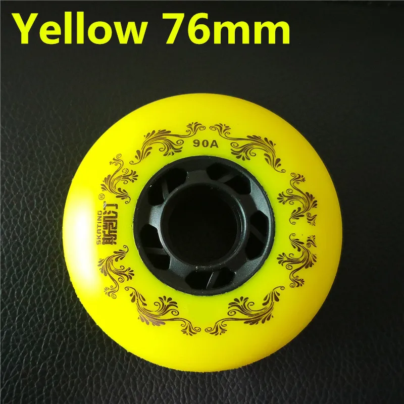 90A роликовые коньки 3-го поколения роликовые коньки Patins Shoes PowerSlide SEBA IGOR KSJ HV ILQ-11 подшипник 8 шт - Цвет: Yellow 76mm