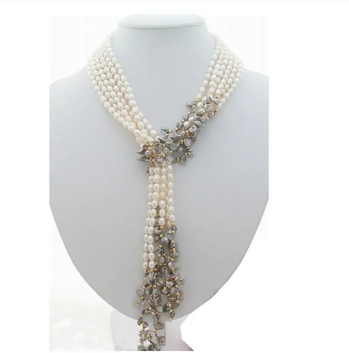 Ожерелье с жемчугом Кеши колье 3Strds 49 дюймов белый и серый цвета оптовая цена