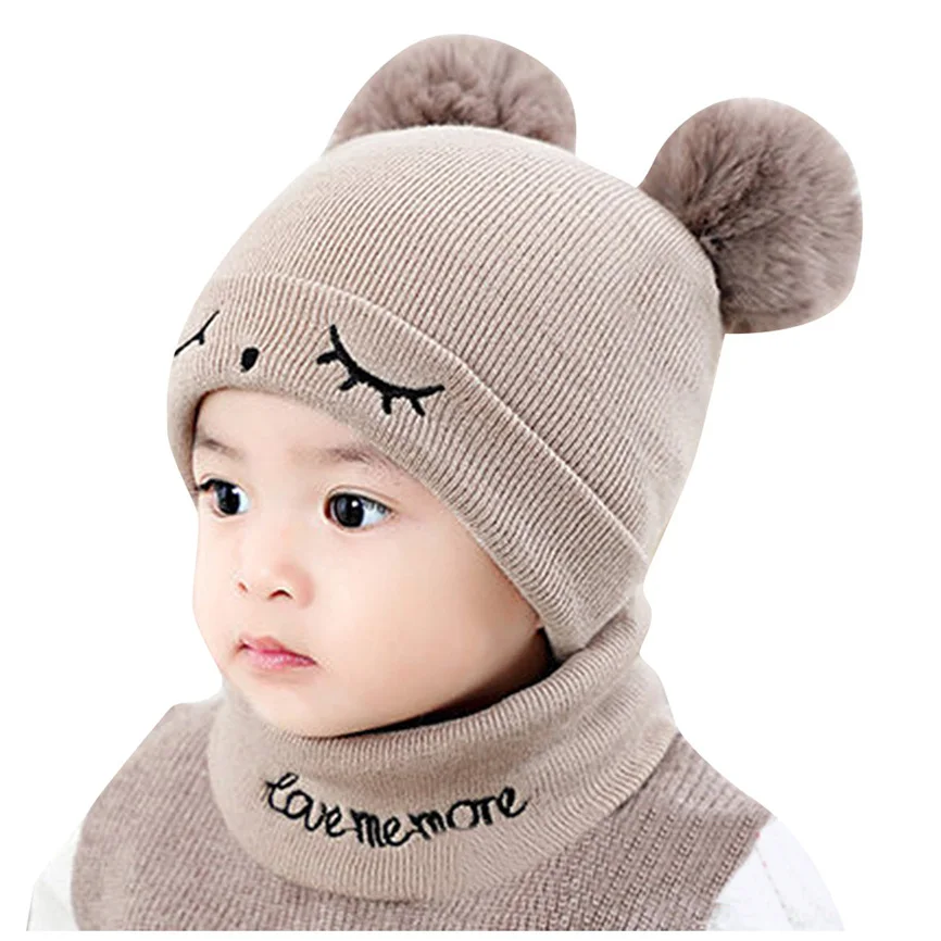 Hat Scarf Set Toddler Newborn Kids Baby Boy Girl Pompon Winter Warm Knit Crochet Beanie Caps Children Cartoon Cute | Детская одежда и