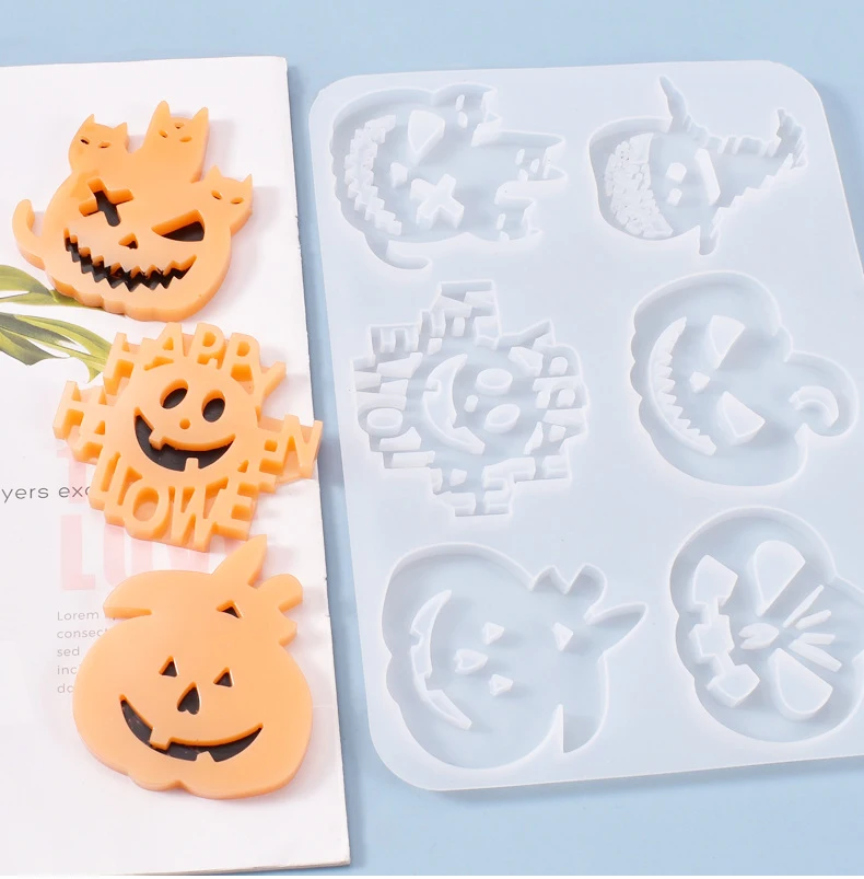 Halloween Funny Pumpkin Lantern Hanging Silicone Mold Pendant UV Epoxy Ornaments for party Jewelry Making Decorative art Craft