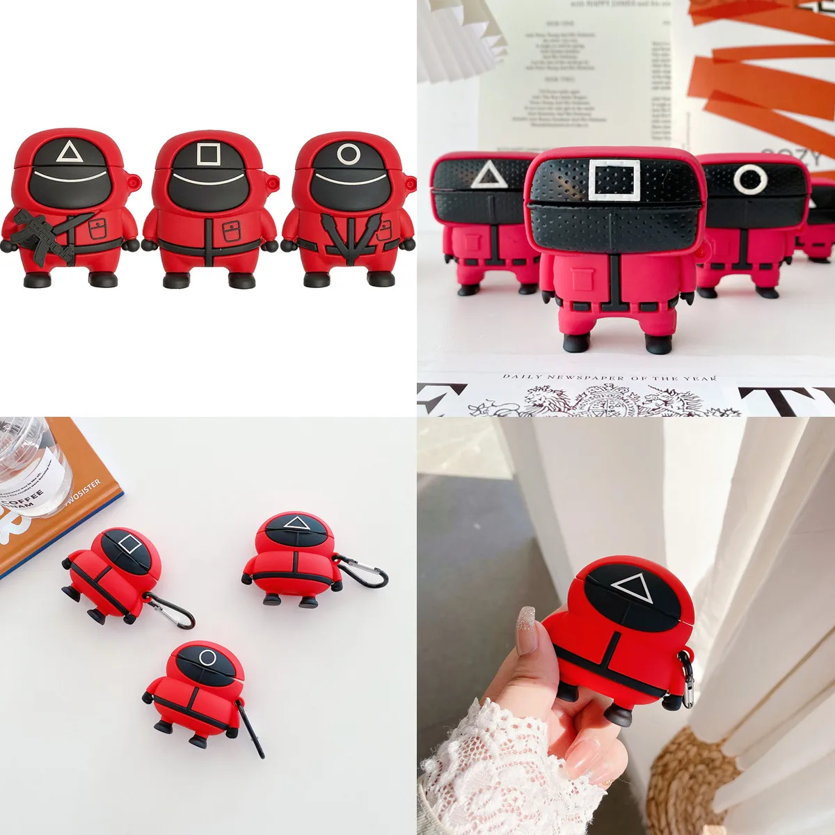 

Korean 3D Cartoon Squid Game Cute Silicone Case For Apple Airpods 2 1 Cover For Air pods pro Case Wireless Charging Soft Shell