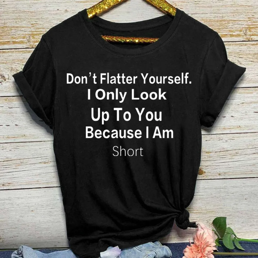 

T-shirts Ladies Summer Casual O-neck Letter Print Short Sleeve T-shirt Top Blouses T-shirts For Women Fashion 2021 Manga Corta