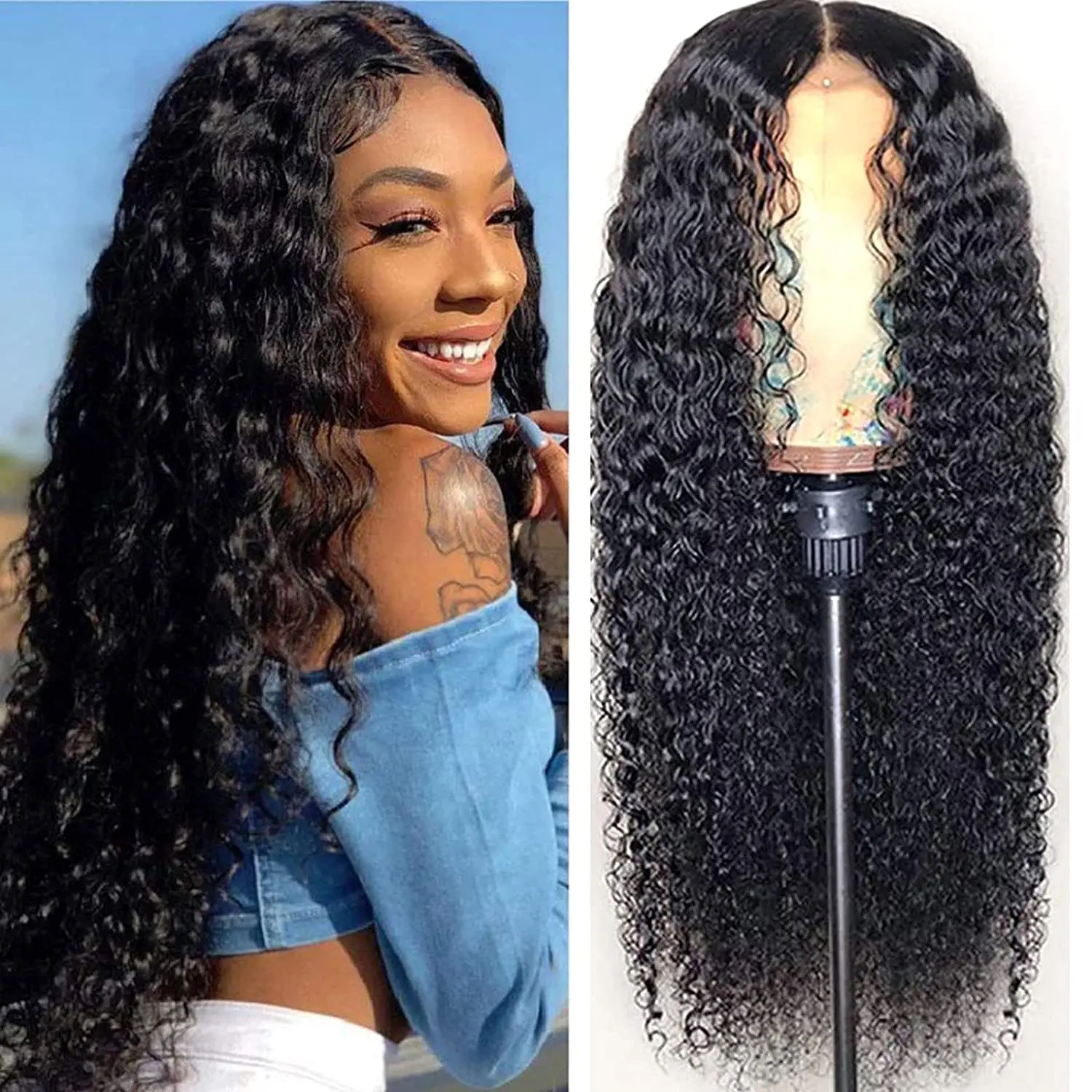 

Marchqueen Brazilian Kinky Curly Wig Human Hair Wigs for Women 4x4 Lace Closure Wig Curly Human Hair Wig Lace Wig Remy