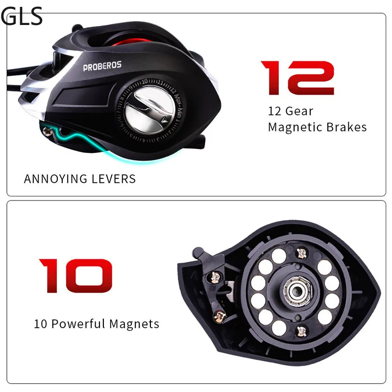 

Original BaitCasting Fishing Reel 7.2:1 Gear Ratio 10KG Max Drag Drum Trolling fishing wheel