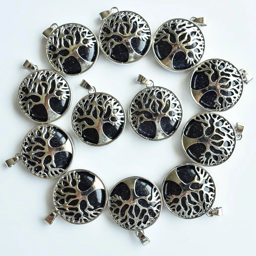 Оптовая продажа 12 шт./лот новый модный синий песок камень сплав Дерево жизни