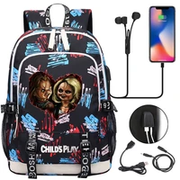 childs play chucky backpack teenager usb charging laptop backpack women men rucksack kids book bag mochila travel bag
