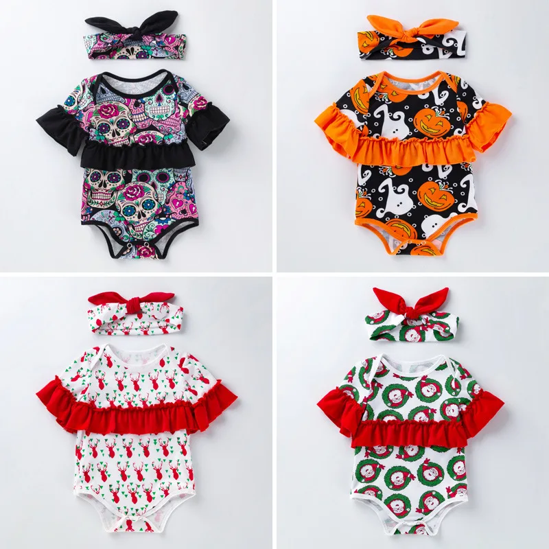 Детский комбинезон с коротким рукавом на Рождество |