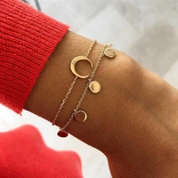 new boho engraved multi layer geometry moon tassel sheet pendant bracelet accessories best gift for women wholesale b010