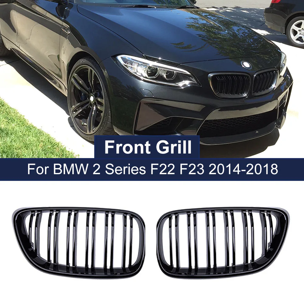 

Car Styling Front Bumper Grille Dual Lines Grills for BMW 2 Series F22 F23 F87 M2 Kidney Grill Gloss Matte Black Racing Grilles
