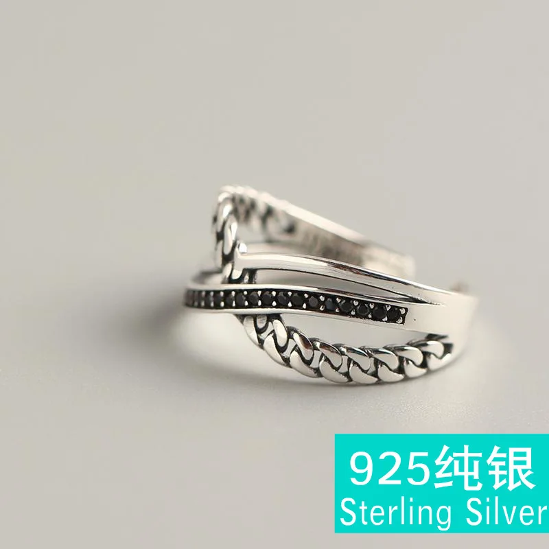 Волна людей три слоя набор шнека серебряное кольцо S925 чистое серебро