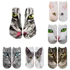 Носки мужские короткие с 3D принтом, модные смешные, с мультяшным принтом кота, короткие, без шоу