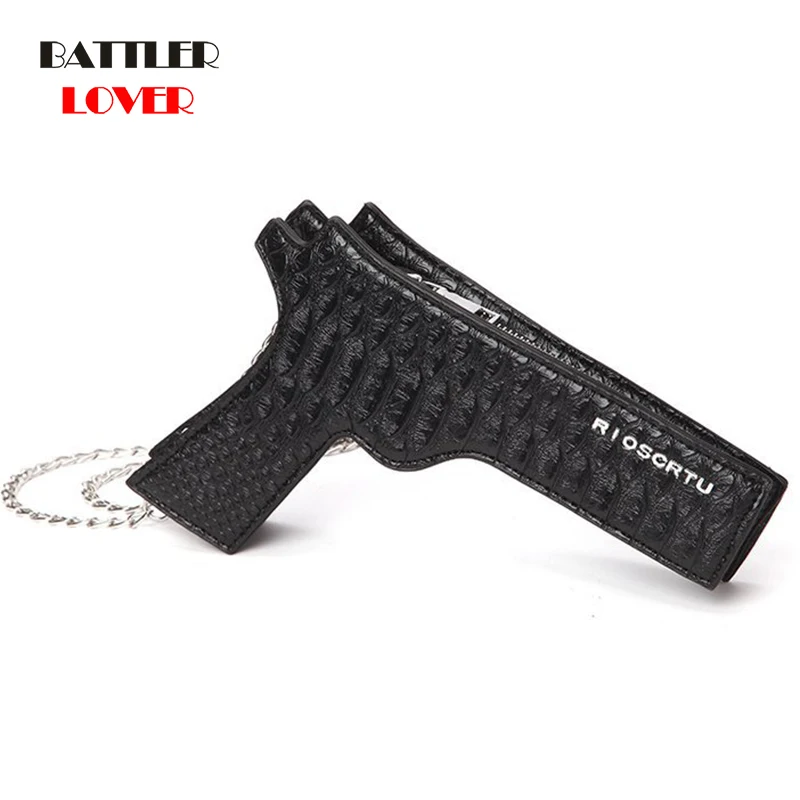 Женская сумка мессенджер в форме пистолета модная маленькая из искусственной