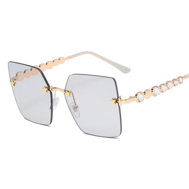 

TEENYOUN 2020 Fashion Women Oversize Gradient Sunglasses Metal Square Diamond Sun Glasses Female Shades Oculos De Sol UV400
