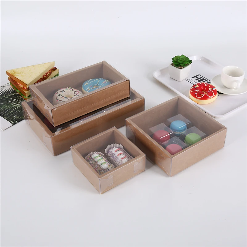 StoBag 10pcs Cookie Cake Food Paper Box Carton With Transparent Cover Donut Chocolate Birthday Gift For Event & Party Favors | Дом и сад