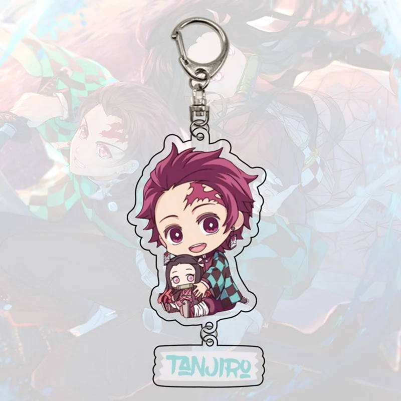 

Japanese Anime Demon Slayer Keychain Brinco Blade Of Ghost Key Chains Choker Kamado Tanjirou Same Jewelry Fans brelok Gift