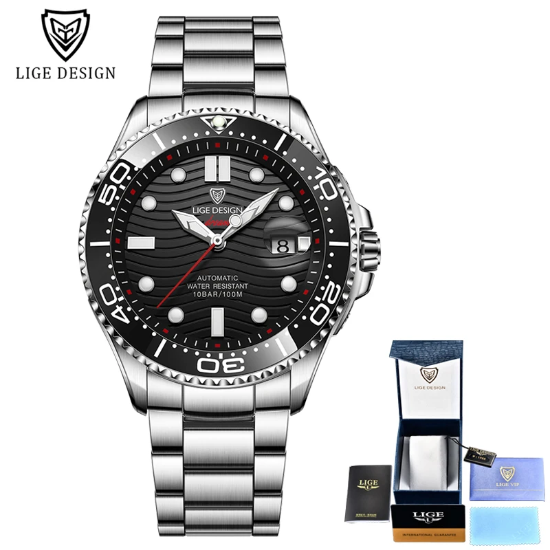 

2021 New Sport Mens Mechanical Watches LIGE Top Brand Luxury Automatic Watch Men 100 Waterproof Date Clock Man Diving Wristwatch
