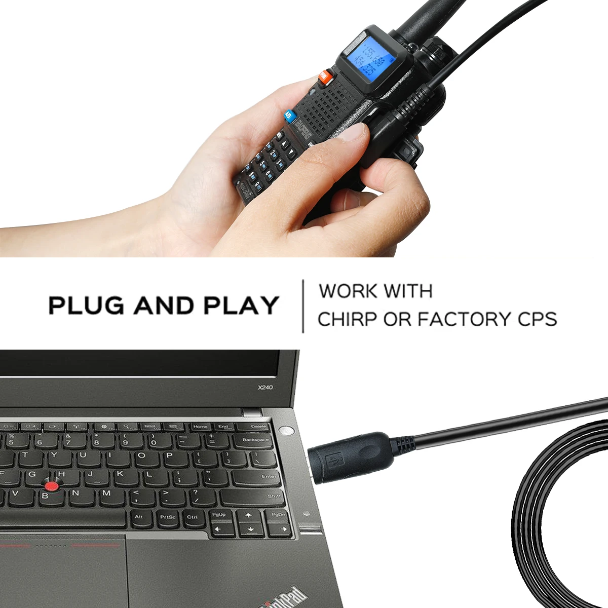 

ABBREE USB Programming Cable for Chirp Win 7/Win 10 with CD-ROM Driver for Baofeng UV-5R BF-888S Kenwood TC286 Two Way Radios