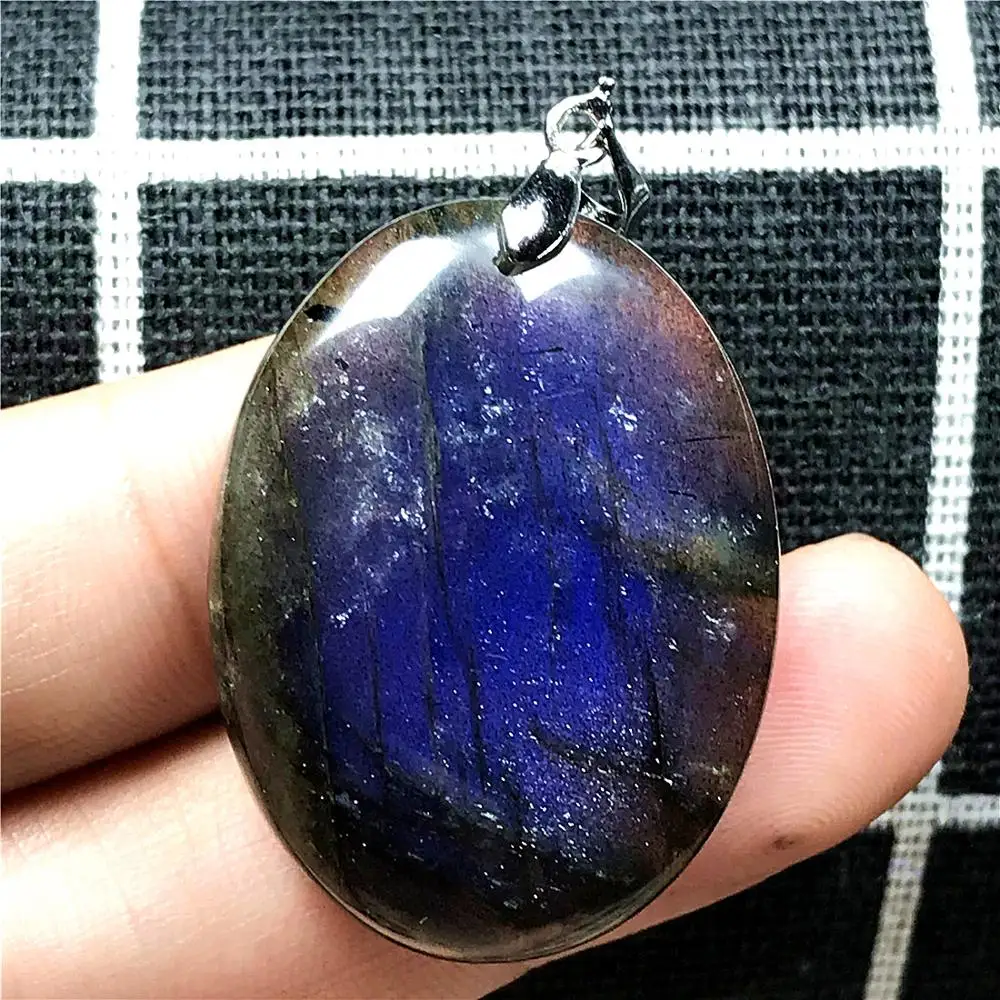 

Natural Labradorite Pendant For Woman Man Healing Gift Blue Light Crystal 33x25x8mm Oval Beads Silver Reiki Stone Jewelry AAAAA