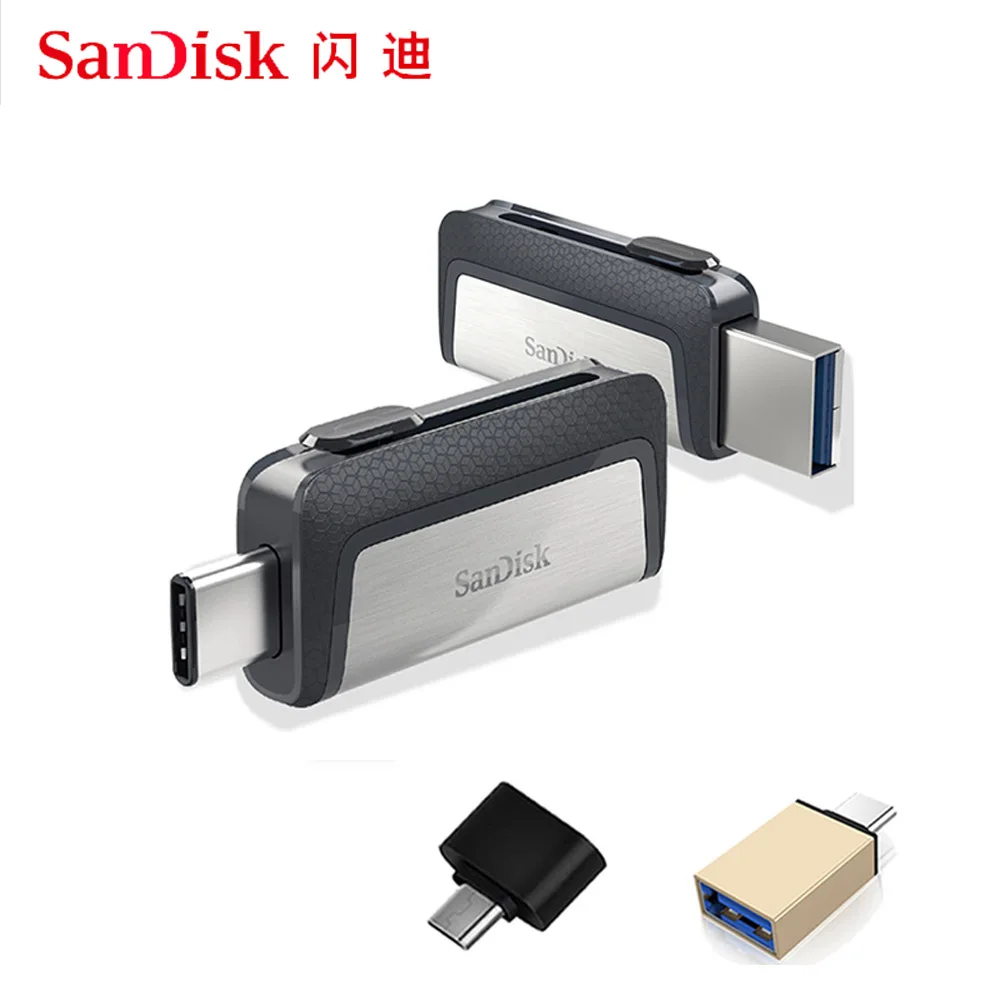 Флеш-накопитель USB Sandisk Type C OTG флешка 64 ГБ 128 32 256 флеш-накопитель с 3 1 переносной