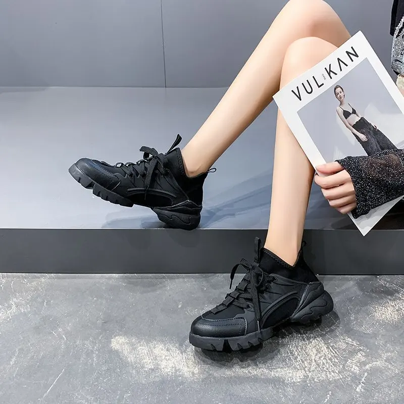 

Fashion Daddy shoes spring and Autumn 2020 new versatile slim running shoes female platform height leisure sports shoes X523